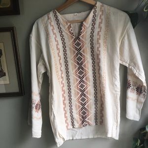 Cotton pullover peasant Guatemalan embroidered top